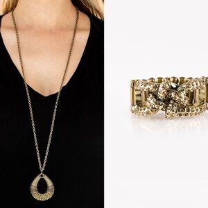 NEW - Elegant Brass Colored Necklace and Ring Set, Paparazzi Accessories